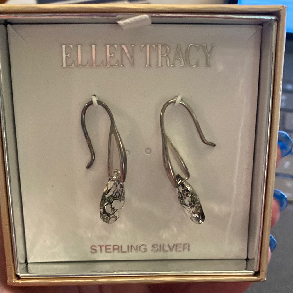 Ellen Tracy Silver Drop Earrings